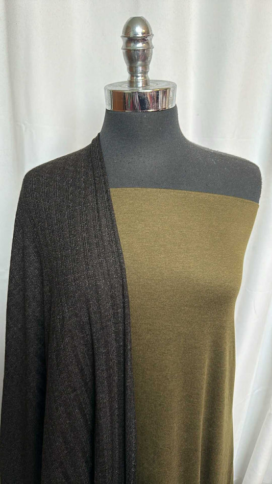 DARK OLIVE/BLACK CABLE BUNDLE : 2YD Dark Olive Featherweight PF & 3YD Heathered Black Cable SK : A28470