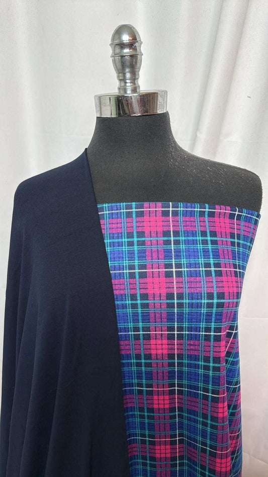 BLACK/PLAID BUNDLE : 2.5YD Plaid Ponte & 2YD Modal Ponte : A31111