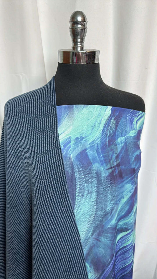 BLUE BRUSHSTROKE/URBAN RIB BUNDLE : 1+YD Blue Brushstroke Venezia & 1YD Blue Urban Rib : A29570