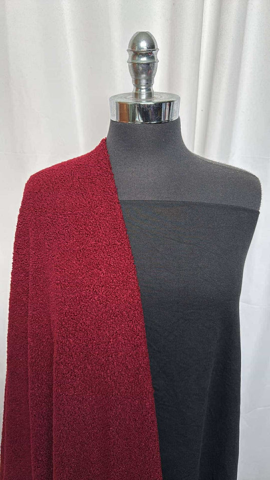 BURGUNDY/BLACK BUNDLE : 1+YD Black 2-Tone Peached PF & 3YD Burgundy Teddy : A26517