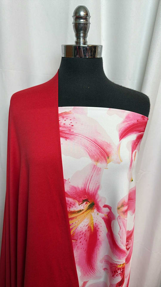 RED/FLORAL BUNDLE : 1.5YD Red Featherweight PF & 2YD Floral Yoga PF : A28735