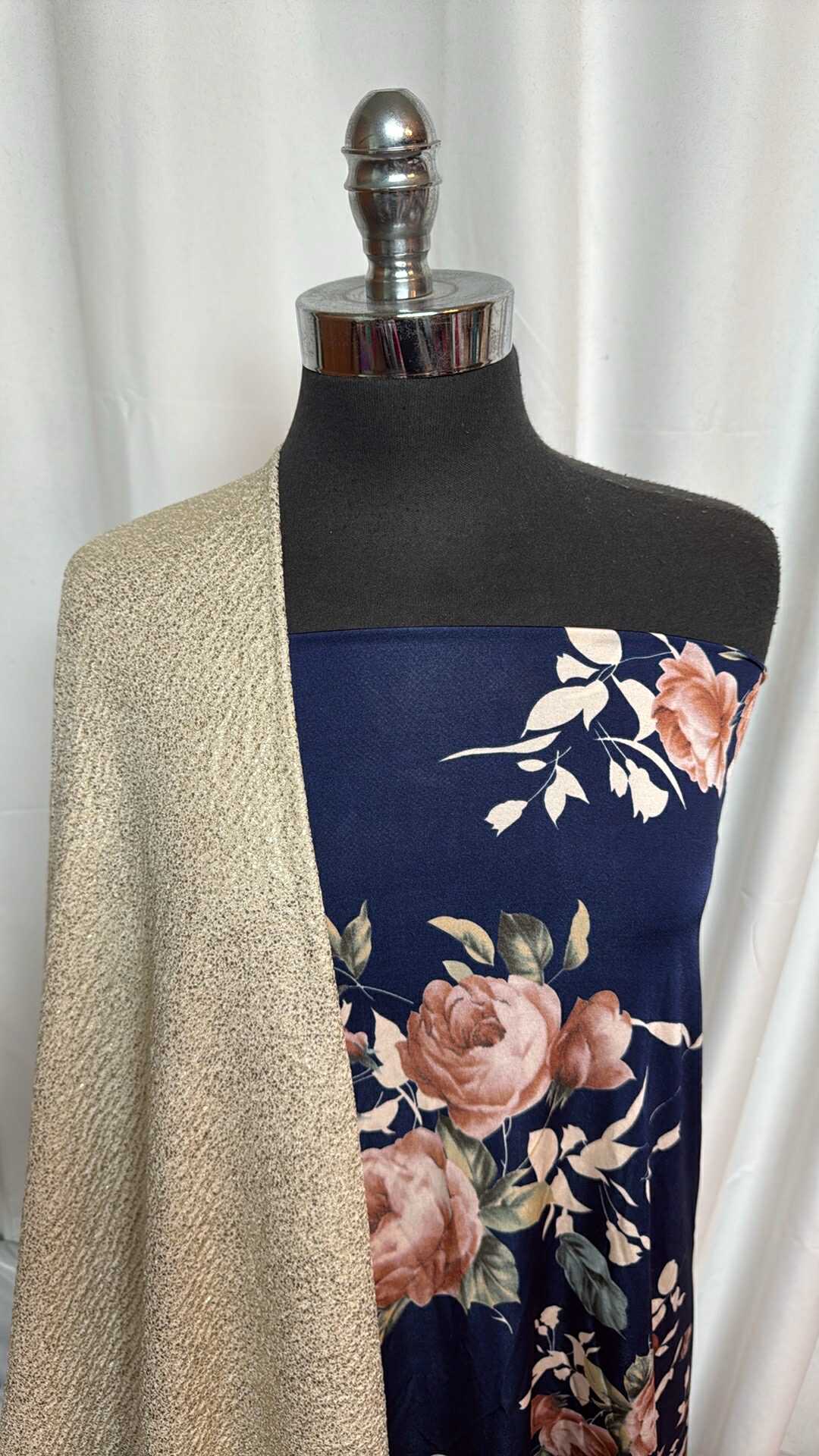 GOLD/NAVY FLORAL BUNDLE : 2YD Navy Floral ITY & 2YD Gold Foil DK : A28573