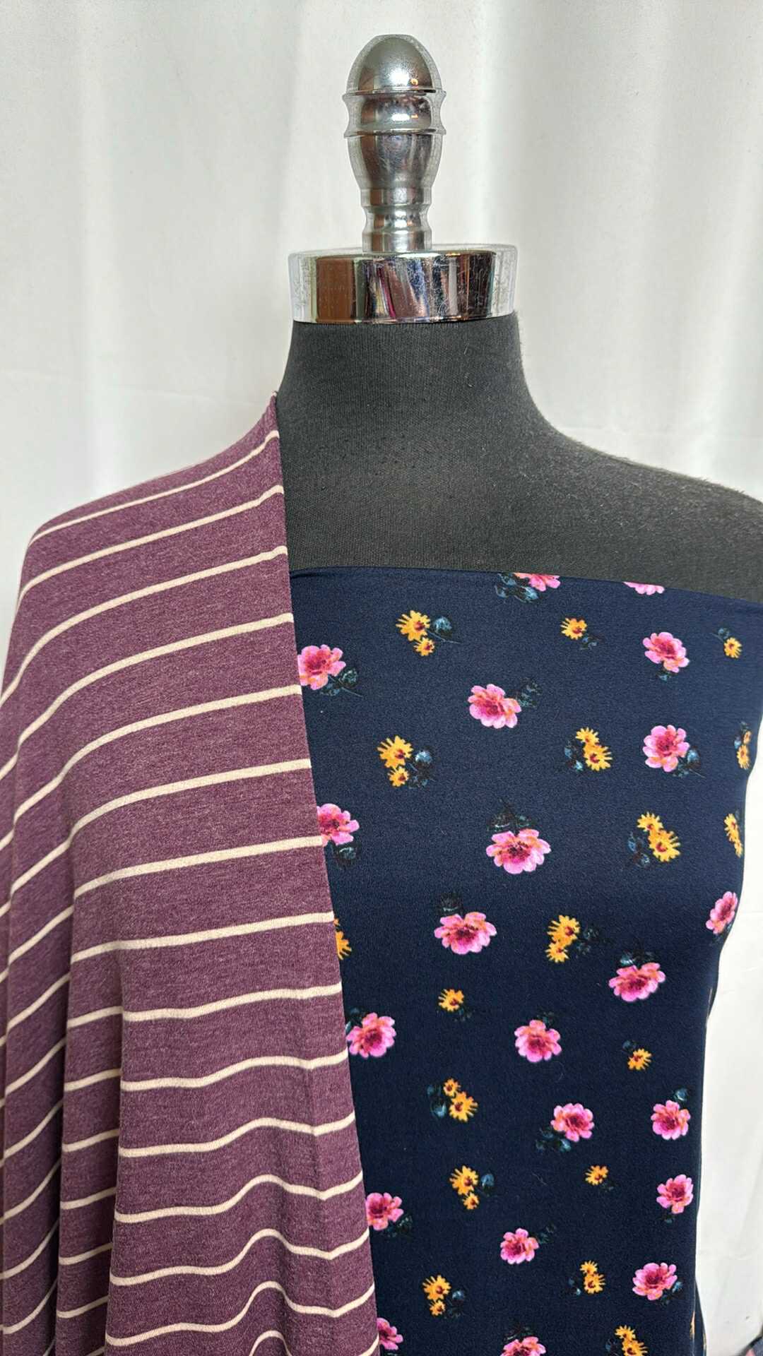 NAVY FLORAL/STRIPE BUNDLE : 1YD Navy Floral DBP & 2YD Stripe PRS Baby FT : A29096