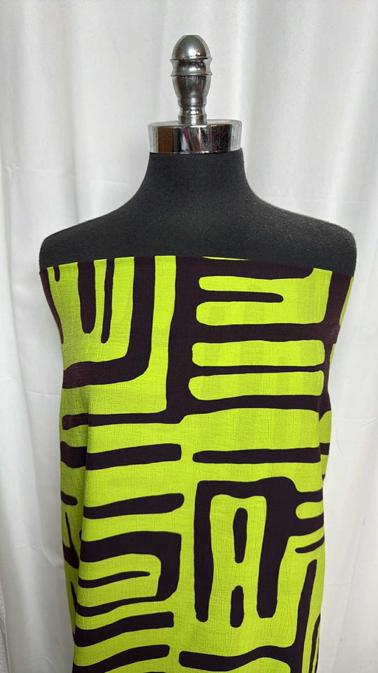 Lime/Dark Chocolate - Crinkle Poly Woven - 2 Yard Cut