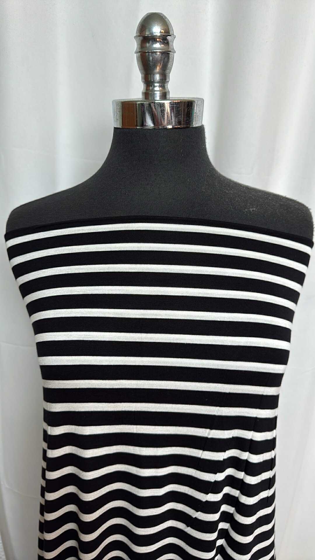 Black/White Stripe - Bamboo Spandex - 2 Yard Cut