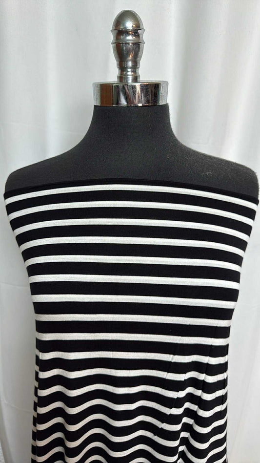 Black/White Stripe - Bamboo Spandex - 2 Yard Cut