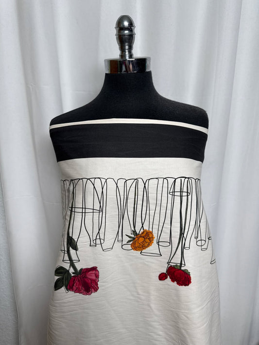 Flowers in Vases - Double-Border Cotton Poplin  - 2 Yard Cut