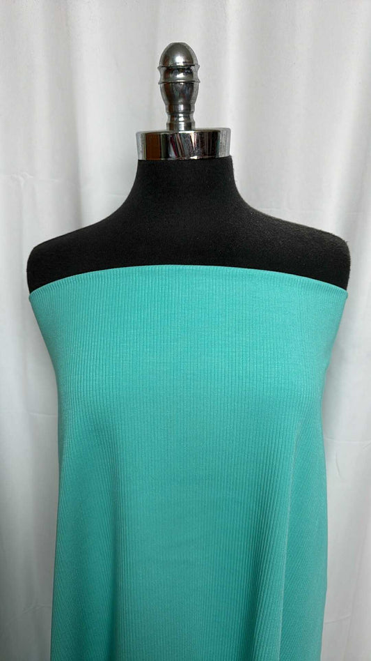 Aqua - Heavy Domestic Cotton/Spandex Rib Knit (52" Wide) - 2 Yard Cut
