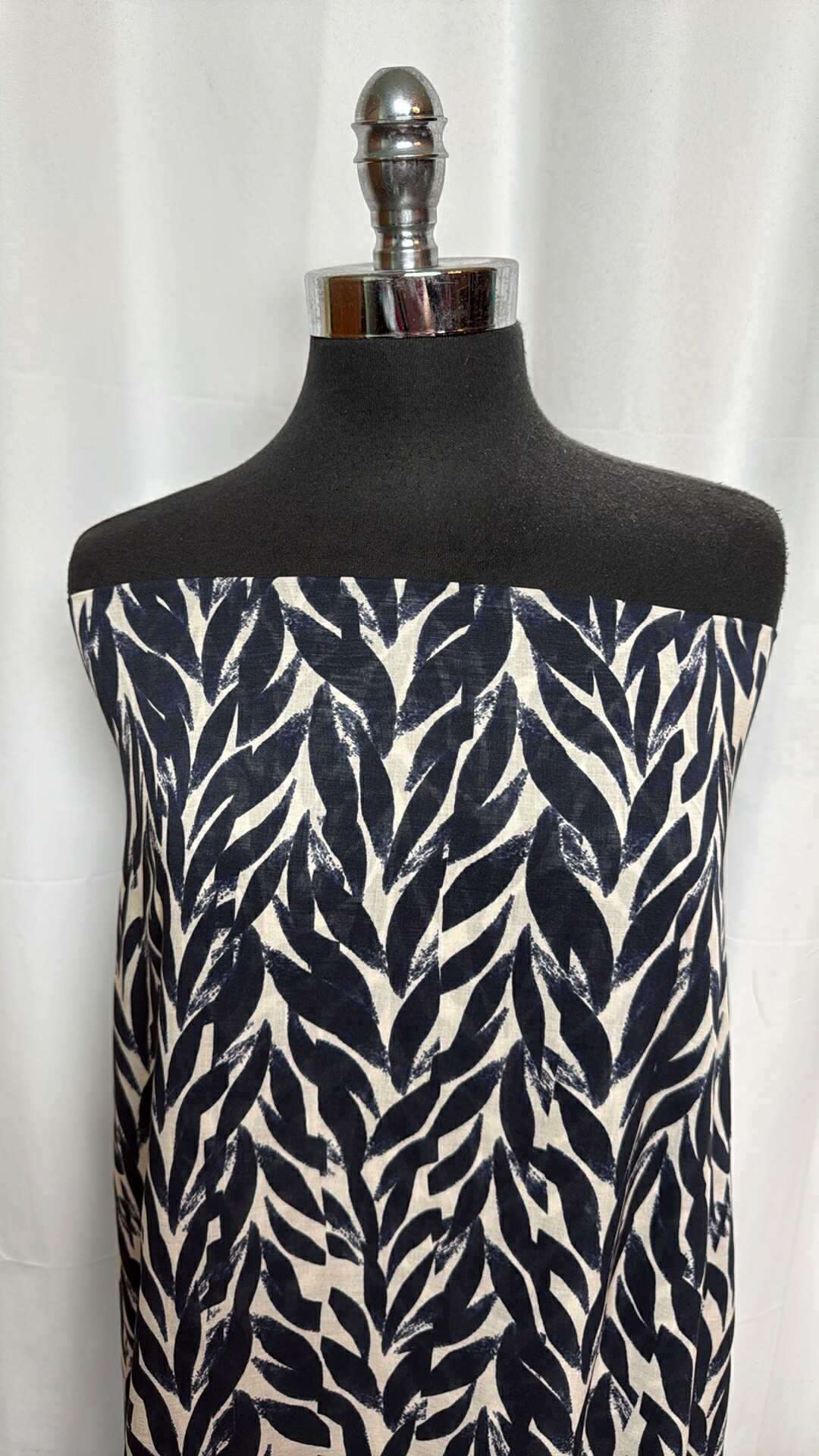 Navy Leaves - Cotton Voile - 3 Yard Cut