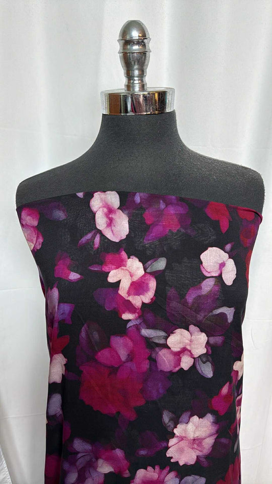 Purple Floral - Cotton Voile - By the Yard