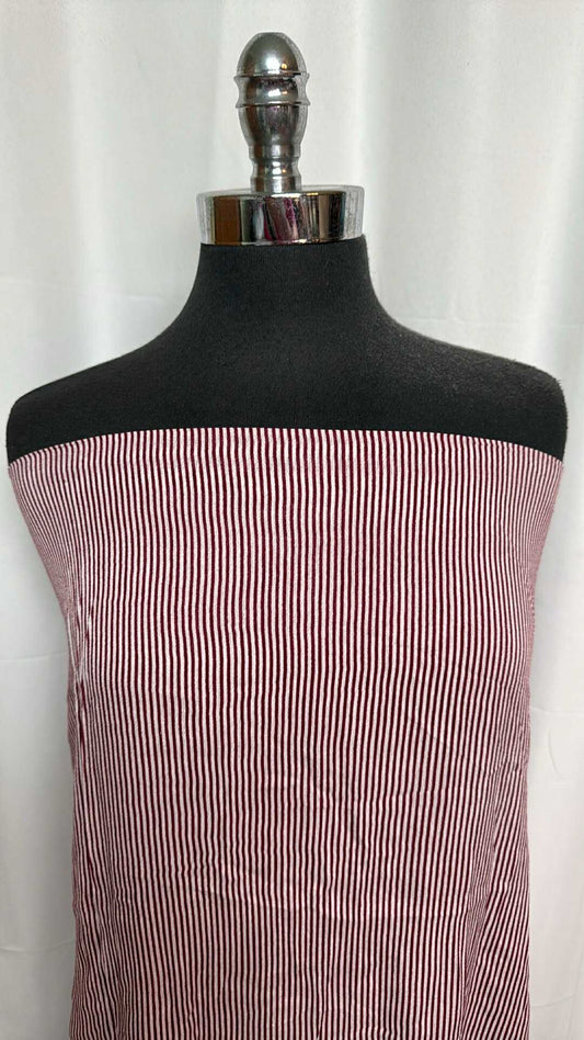 Burgundy Stripe - Rayon Woven - 2 Yard Cut