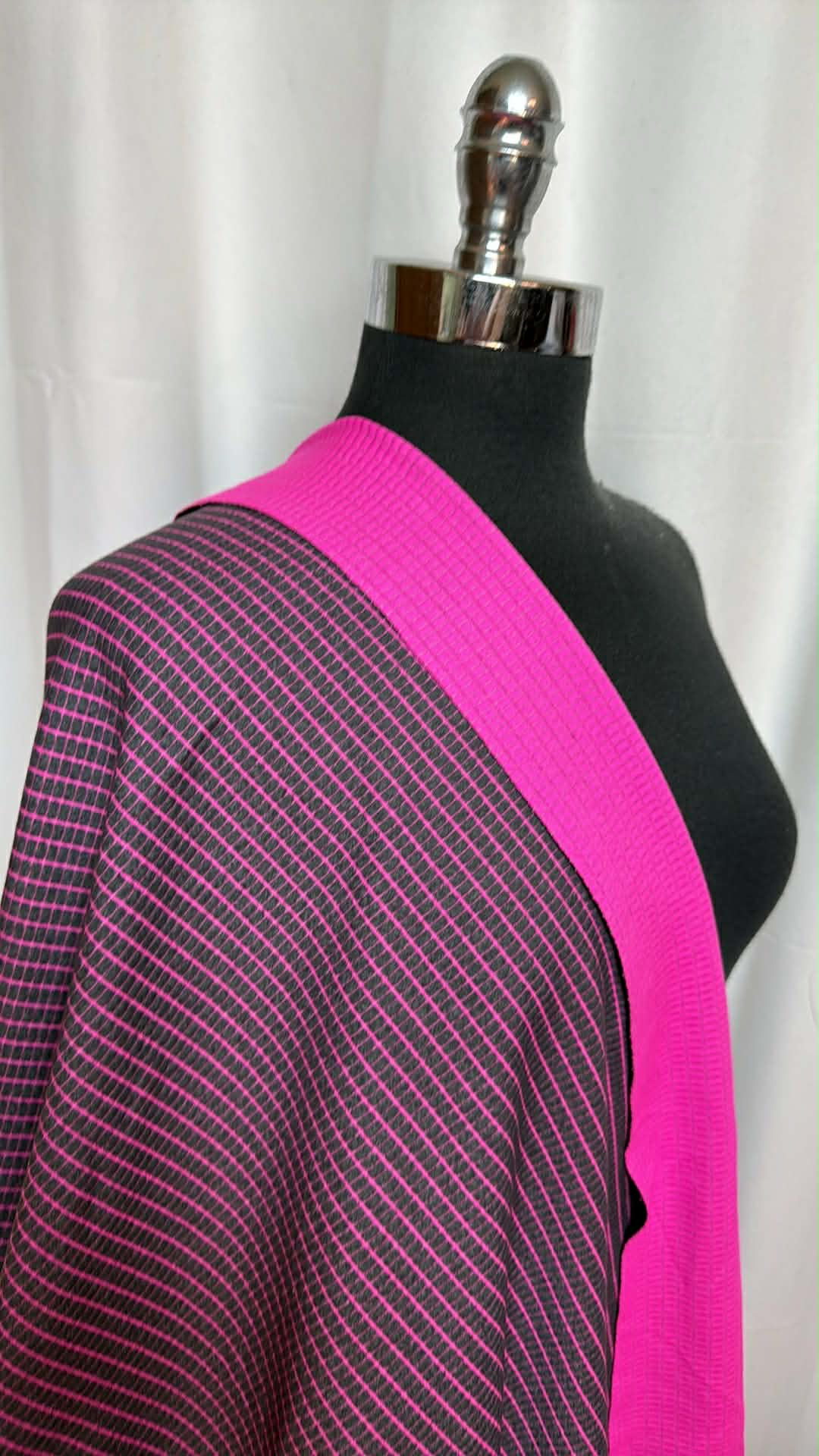 Pink/Charcoal Stripe - Jacquard Performance - 2 Yard Cut