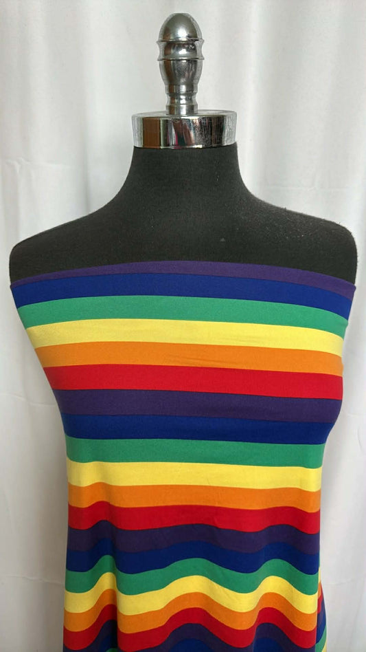 Rainbow Stripe - Double Brushed Poly Spandex - 2 Yard Cut