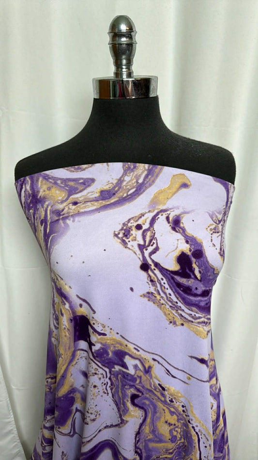 Lavender Marble - Double Brushed Poly Spandex - 2 Yard Cut