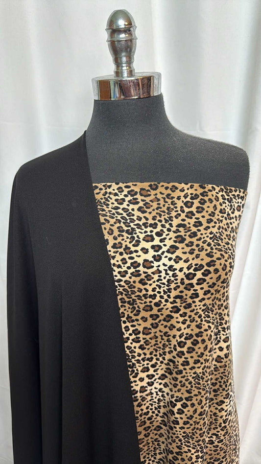 BLACK/BROWN LEOPARD BUNDLE : 2YD Brown Leopard DBP & 2YD Black Crepe Scuba : A27650