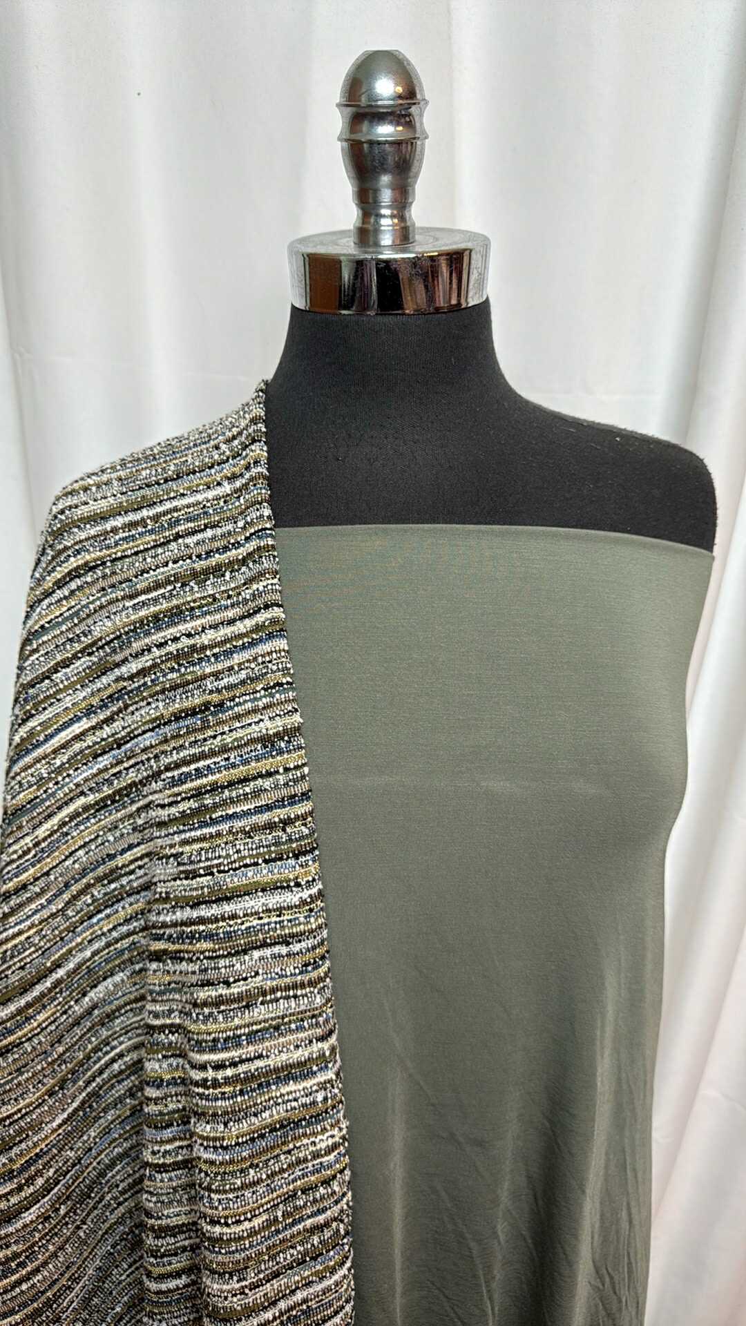 OLIVE/STRIPE  BUNDLE : 1+YD Stripe Cotton-Blend DK & 2.5YD Olive Modal/Spandex : A27872