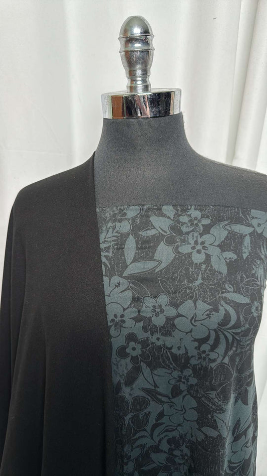 BLACK/TEAL FLORAL BUNDLE : 1YD Black/Teal Floral Yoga PF & 2YD Black Brushed PF : A27194