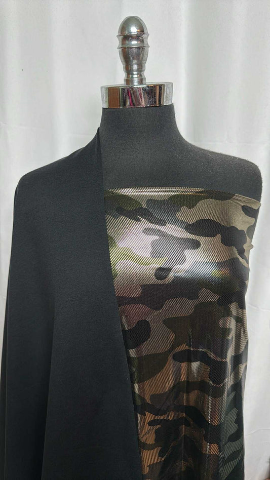 BLACK/FOIL CAMO BUNDLE : 1YD Black 2-Tone Peached PF & 2YD Foil Camo ITY : A29019