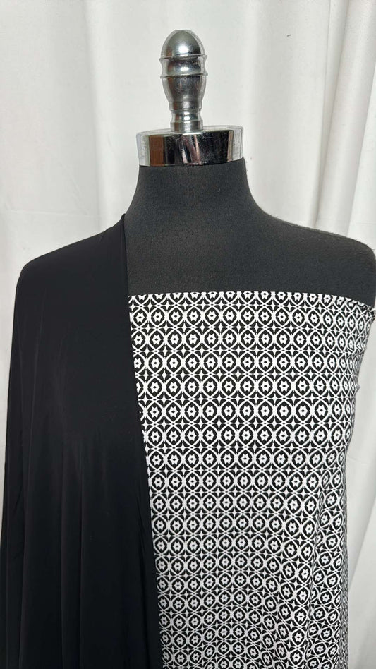 WHITE & BLACK GEO BUNDLE : 1YD White/Black Geo N/S & 2YD Black Light-Weight N/S : A27197