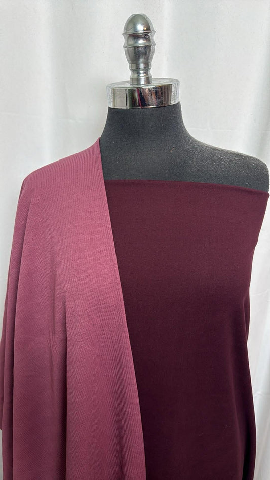 WINE/RIB BUNDLE : 2YD Wine Brushed PF & 2YD Heavy C/S Rib : A30347