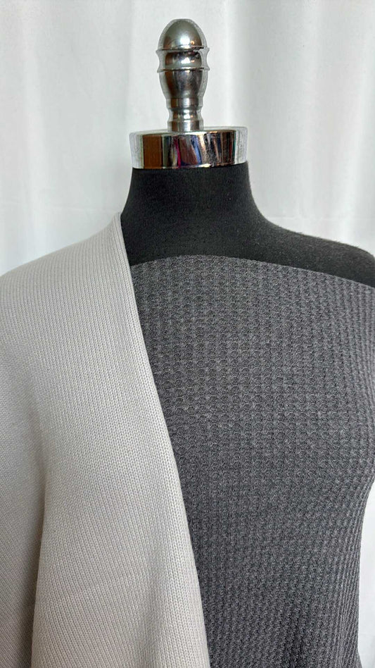 SILVER/CHARCOAL WAFFLE BUNDLE : 2YD Charcoal Waffle & 2YD Silver Heavy Sweater : A29079