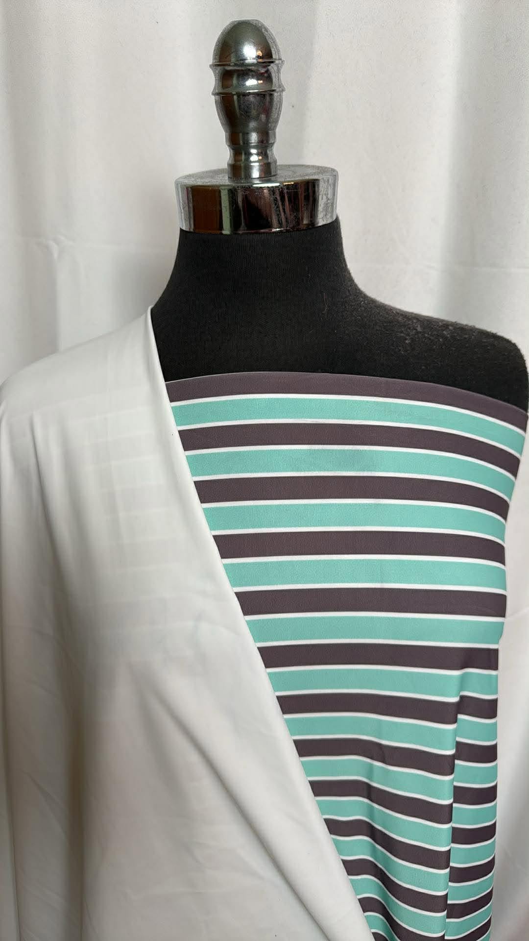 WHITE/AQUA-GREY STRIPE BUNDLE : 2YDAqua/Grey Stripe N/S Swim & 1YD White N/S Swim : A30001