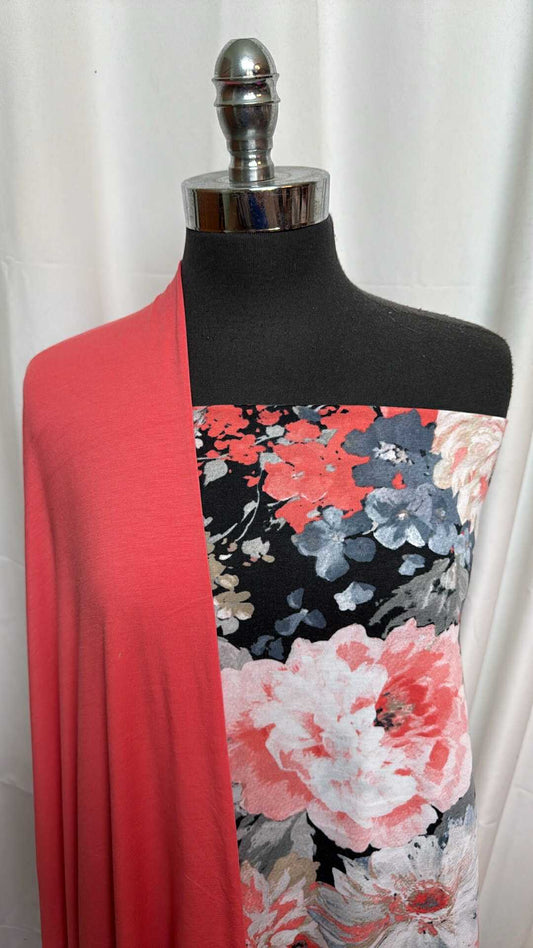 CORAL/FLORAL BUNDLE : 2YD Coral R/S & 2YD Floral PRS Jersey : A28055