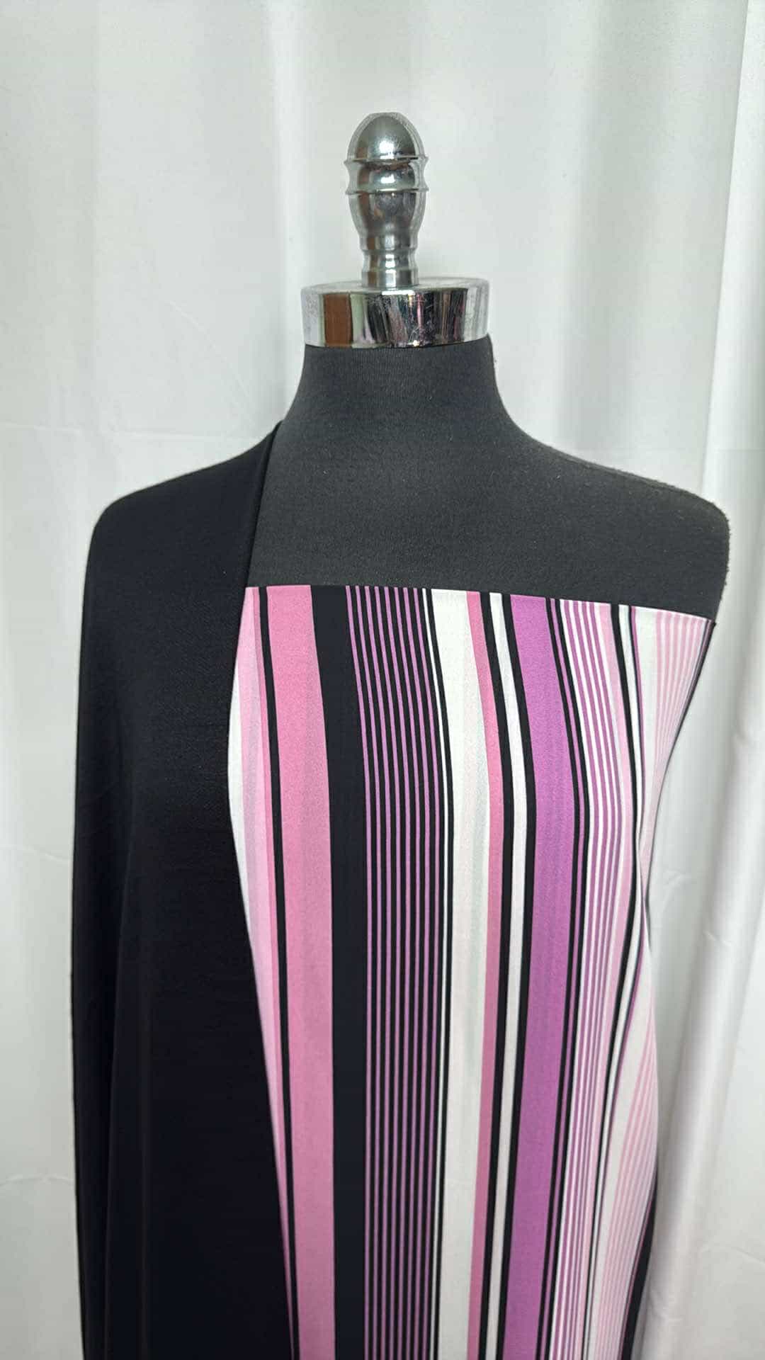 BLACK/PURPLE/PINK VERTICAL STRIPE BUNDLE : 2YD Black Baby FT & 2YD Purple/Pink Vertical Stripe PWD : A27002