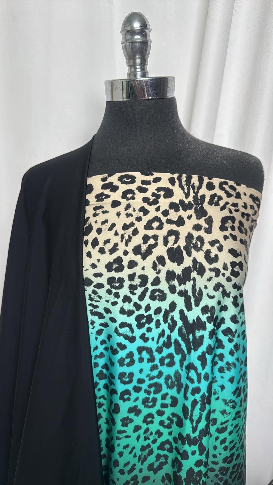 BLACK/OMBRE LEOPARD BUNDLE : 2YD Black N/S Swim & 1.5YD Ombre Leopard Double-Border N/S Swim : A30818
