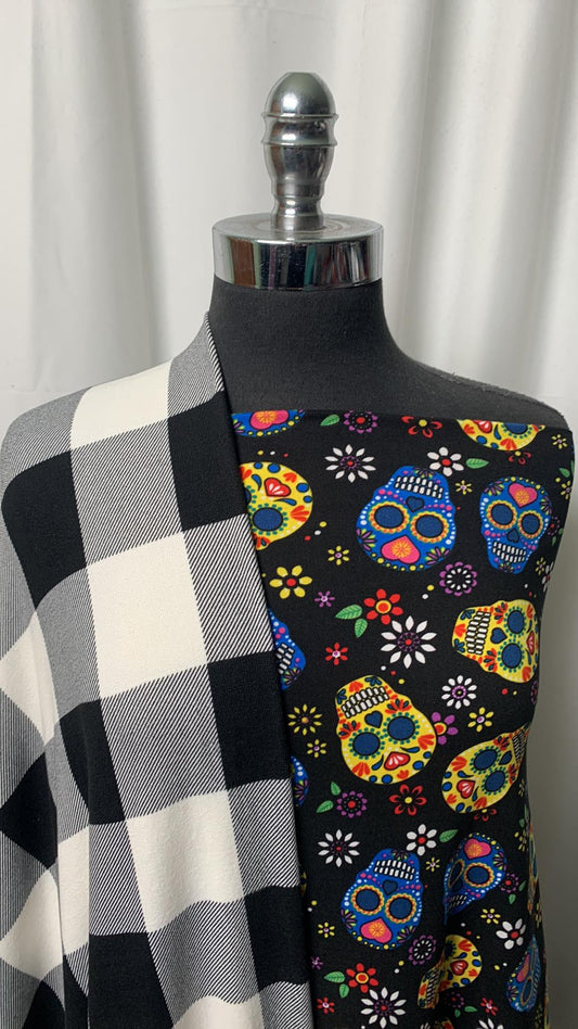 SUGAR SKULLS/PLAID BUNDLE : 2YD Sugar Skulls DBP & 2YD Buffalo Plaid Oakley SK : A1891