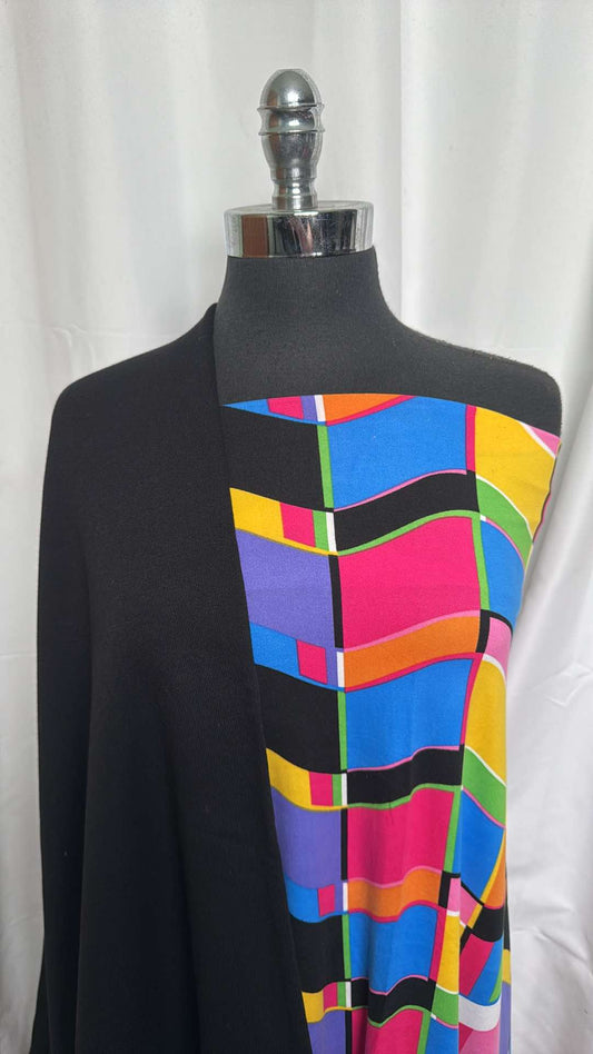 BLACK/GEO BUNDLE : 1YD Geo DBP & 1.5YD Black Sweatshirt Fleece (72" Wide) : A26072
