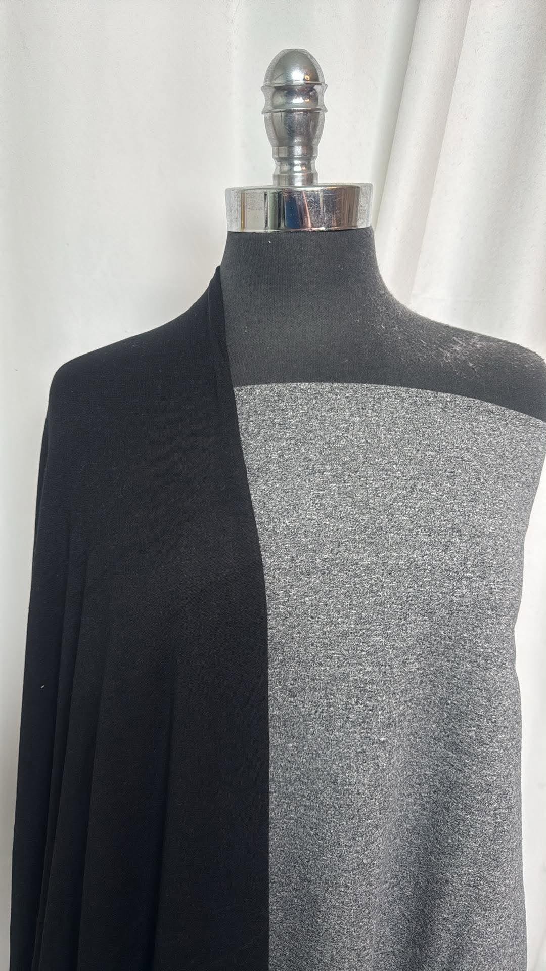 BLACK/GREY BUNDLE : 2YD Grey Organic C/S FT (72" Wide) & 3YD Black Modal FT : A30848