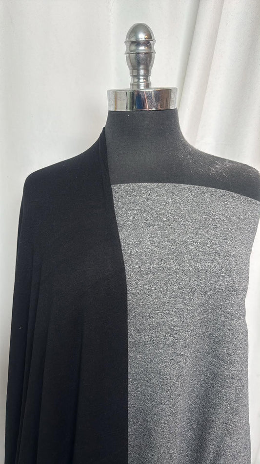 BLACK/GREY BUNDLE : 2YD Grey Organic C/S FT (72" Wide) & 3YD Black Modal FT : A30848