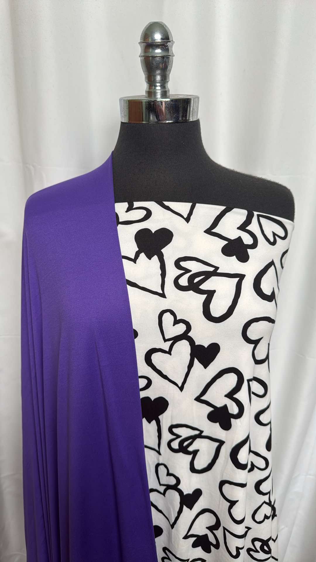 PURPLE/HEARTS BUNDLE : 2YD Black/White Hearts DBP & 2YD Purple DBP : A26060