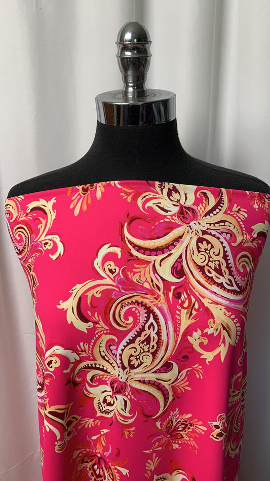Pink Paisley - Nylon Spandex - 2 Yard Cut