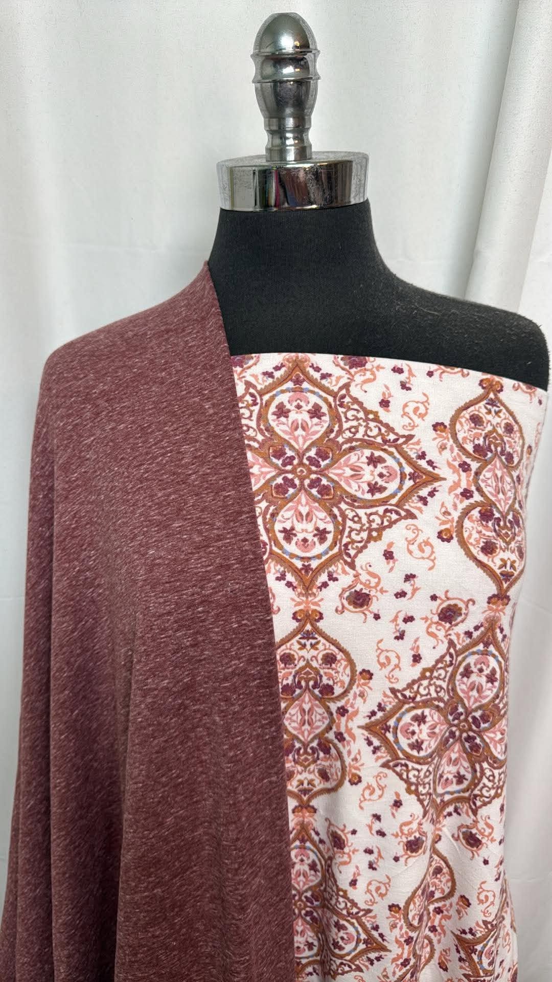 MEDALLION/BURGUNDY TRIBLEND BUNDLE : 2YD Burgundy Triblend FT & 2YD Medallion PRS FT : A30596