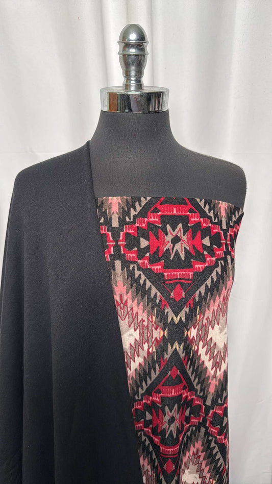 BLACK/ANA SWEATER BUNDLE : 2YD Black Sweatshirt Fleece (72" Wide) & 2YD Geo Ana Sweater : A26651
