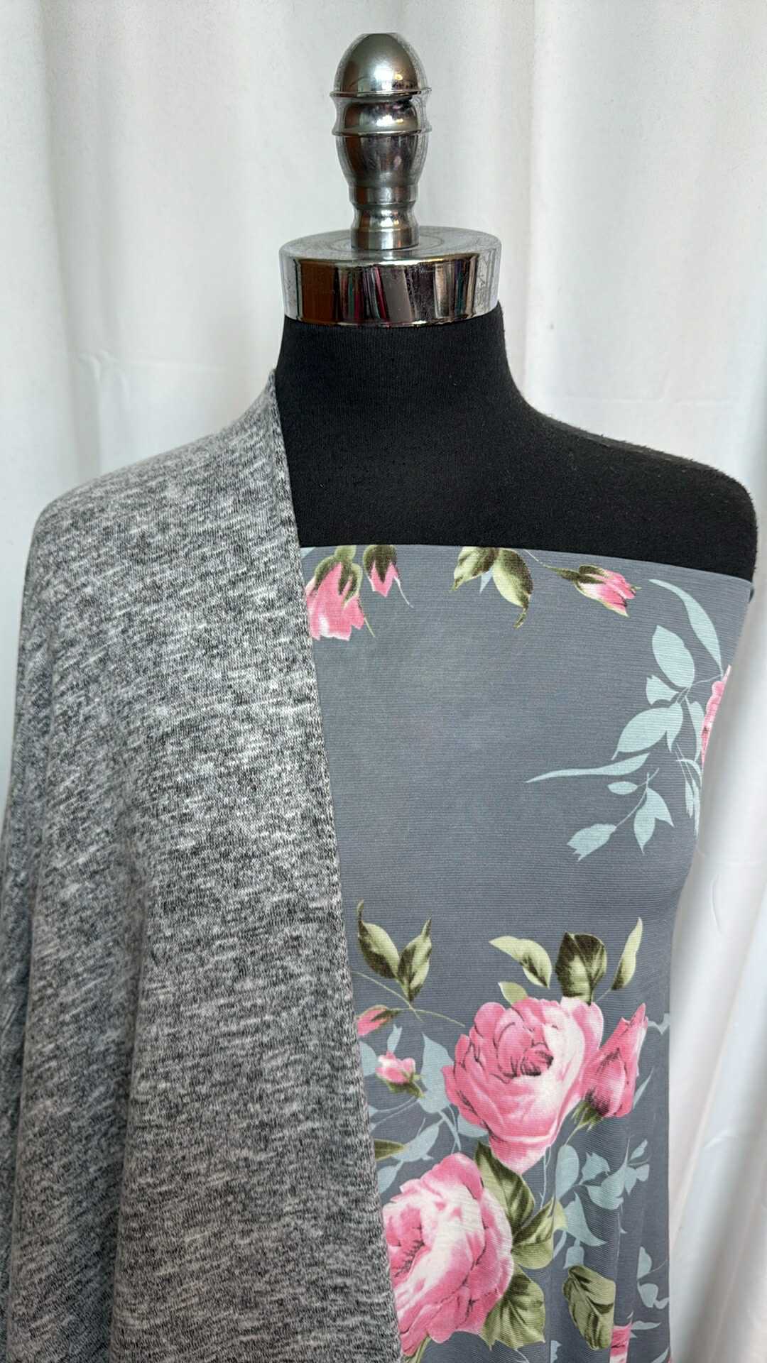 GREY FLORAL BUNDLE : 3YD Grey Floral Bulgari & 2YD Brushed Hacci SK : A28592