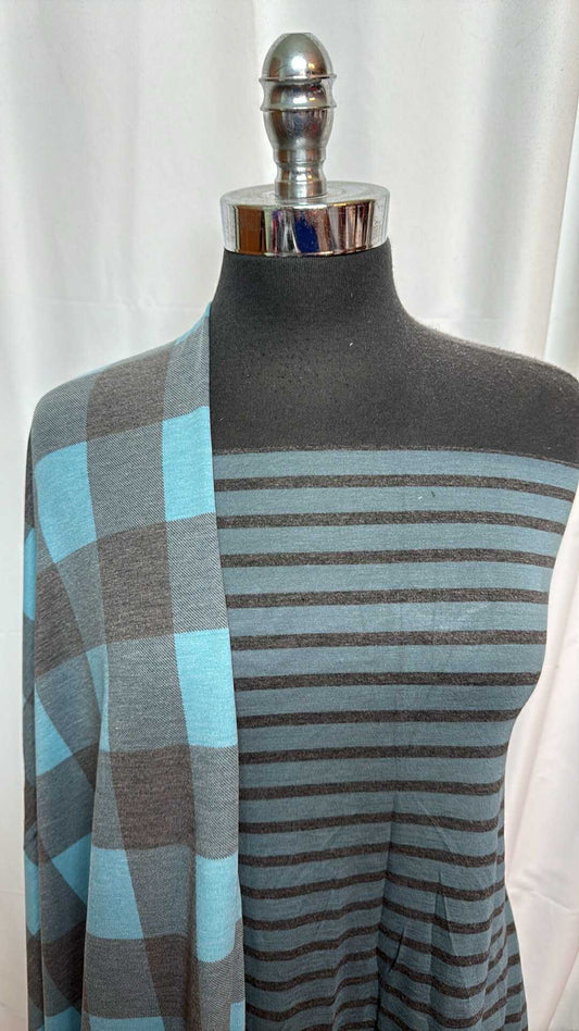 TEAL STRIPE/BLUE PLAID BUNDLE : 2YD Teal Stripe Bamboo & 2YD Blue Plaid PRS FT : A27724