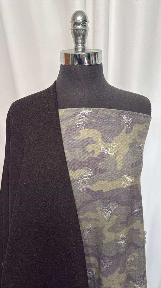 BLACK/DISTRESSED CAMO BUNDLE : 2YD Camo Distressed & 2YD Black C/S FT : A26560