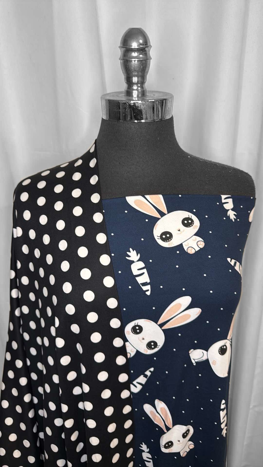 NAVY BUNNIES/DOT BUNDLE : 2YD Navy Bunnies DBP & 2YD Dot DBP : A26683