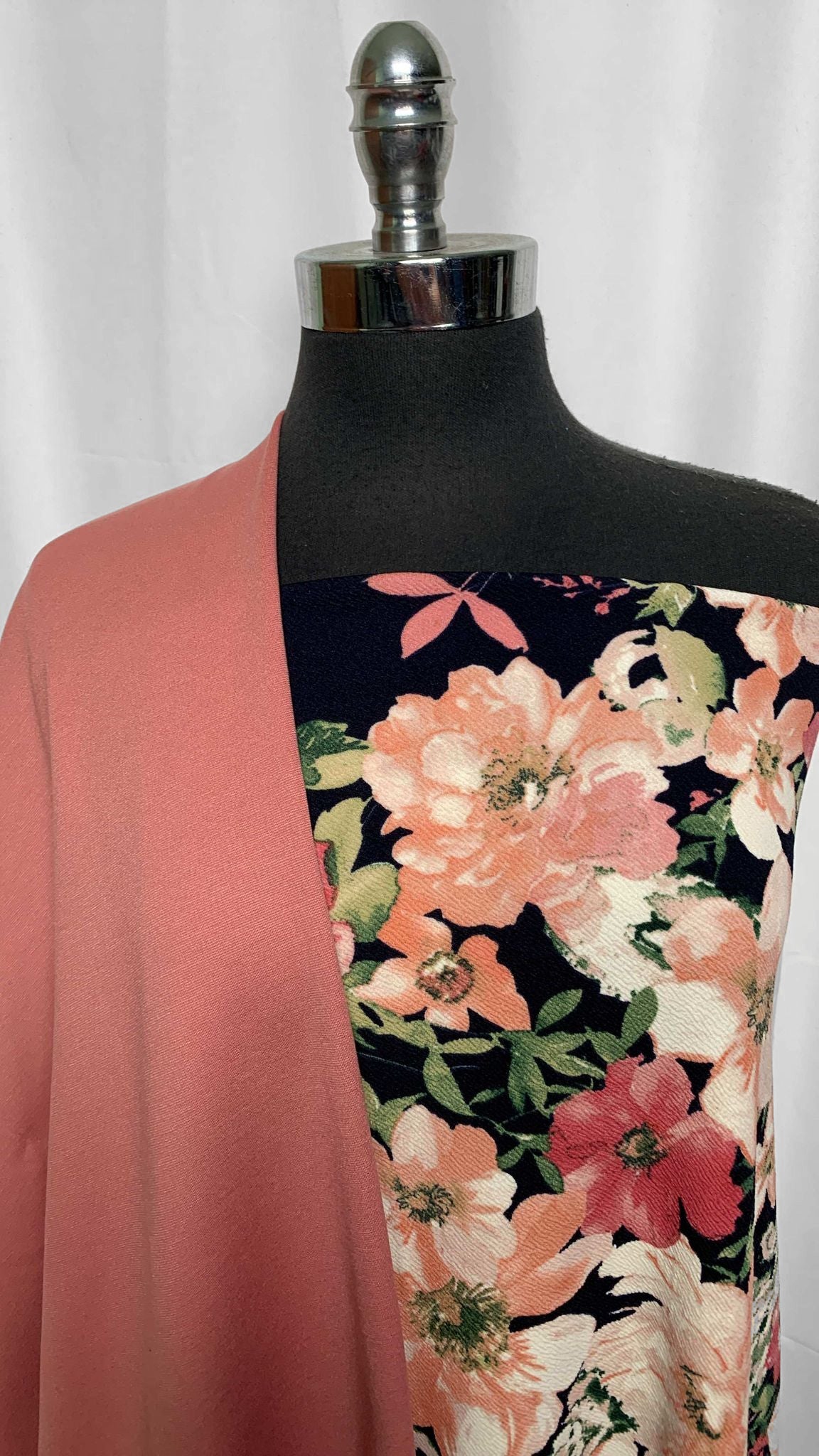 BLUSH/NAVY FLORAL BUNDLE : 2YD Navy Floral Liverpool & 2YD Blush Nylon Ponte : A25668