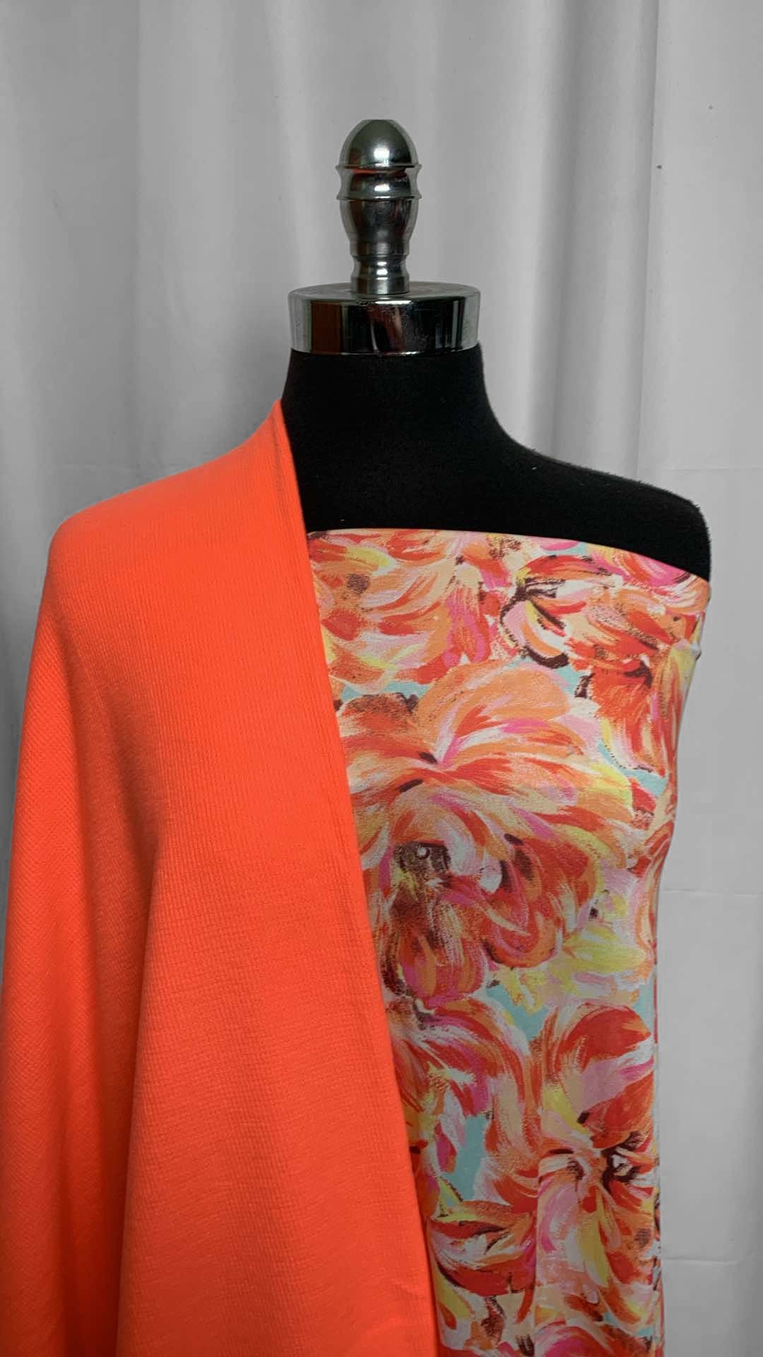 ORANGE/FLORAL BUNDLE : 1YD Orange Floral ITY & 1.5YD Orange Brushed Thermal : A25885