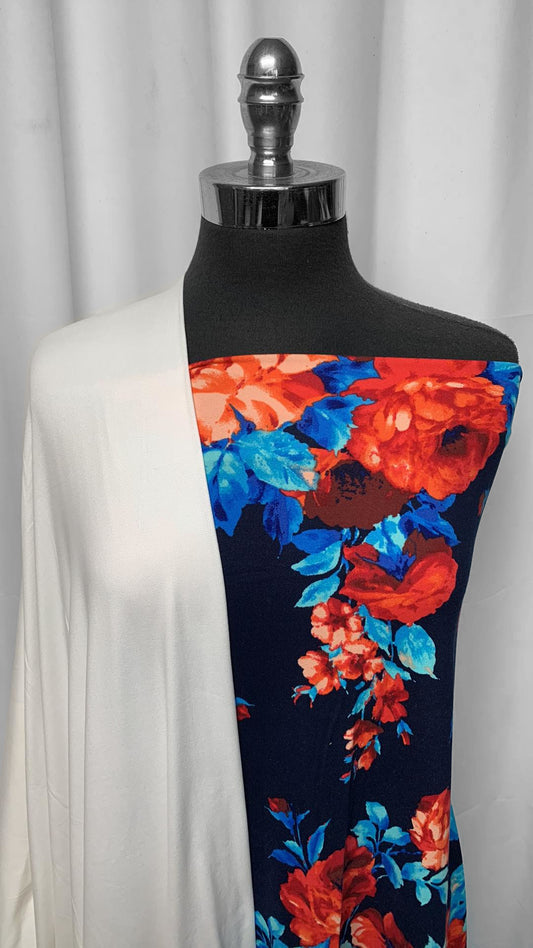 RED, WHITE, BLUE FLORAL BUNDLE : 1YD Floral DBP & 2YD Ivory DBP : A25339