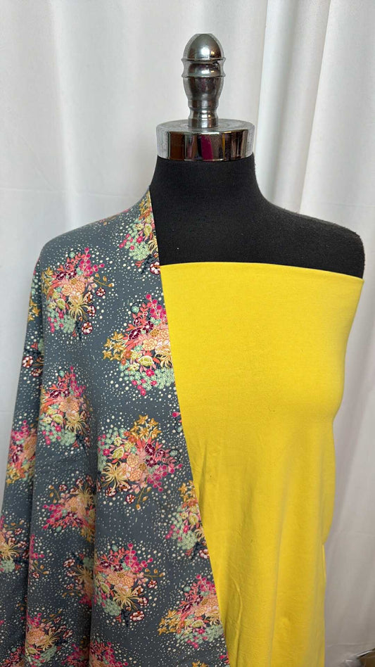 YELLOW/FLORAL BURSTS BUNDLE : 1YD Floral Bursts Art Gallery Cotton/Lycra & 2YD Yellow C/S : A27488