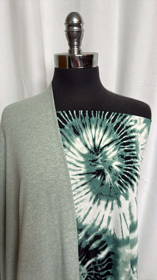 TRIBLEND/GREEN TIE DYE BUNDLE : 3YD Sage Triblend & 2YD Green Tie Dye Venezia : A29595