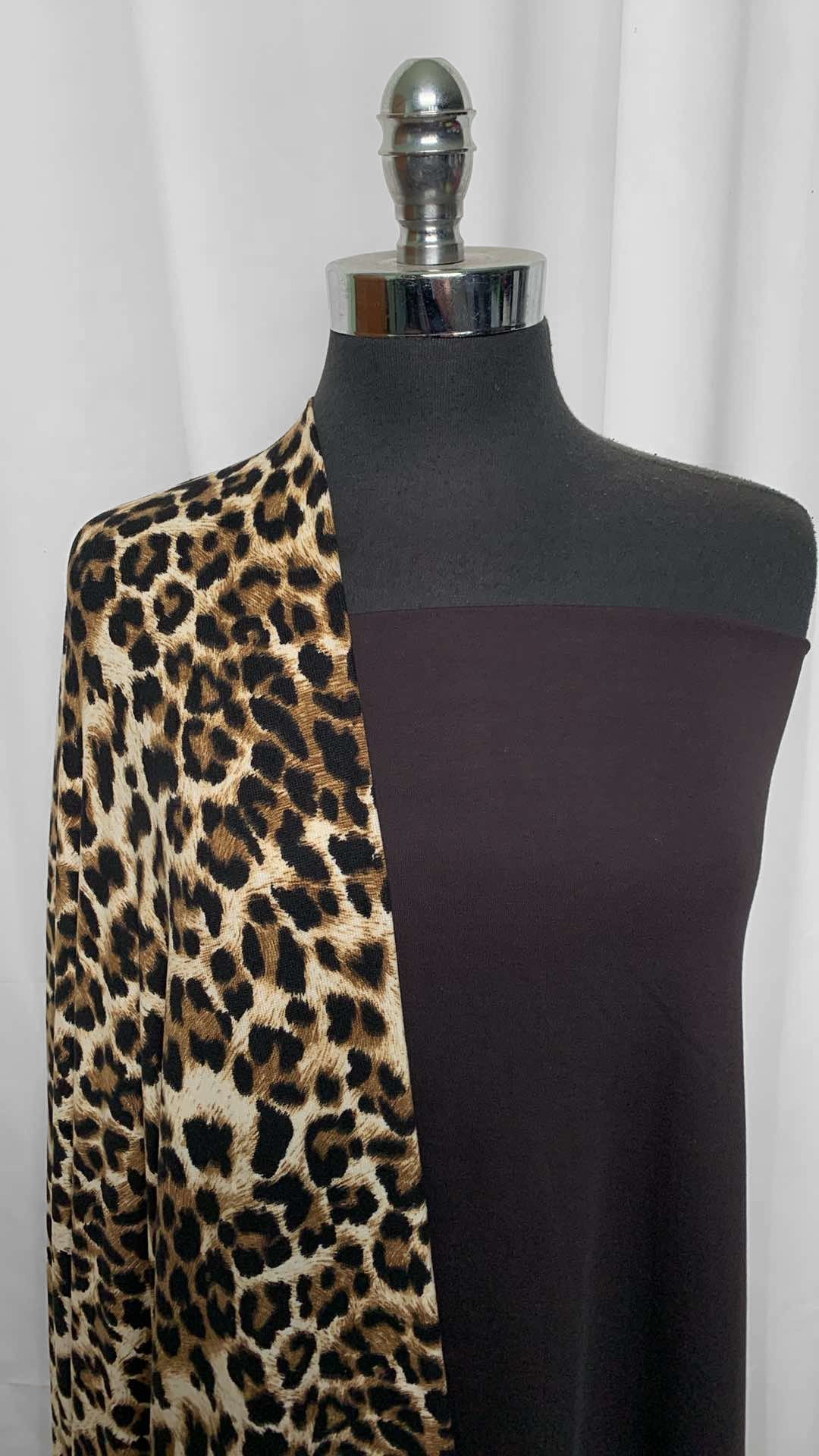 LEOPARD/SOLID BUNDLE : 2YD Solid Supima Cotton Interlock & 2.5YD Leopard Oakley SK : A25830
