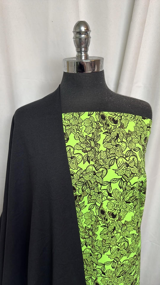 BLACK/NEON SKULLS BUNDLE : 35" Cut of Black 2-Tone Peached PF & 33" Cut of Neon Skull Peached PF : A30632
