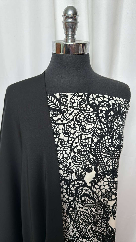 BLACK/WHITE LACEY BUNDLE : 1+YD Black ITY & 2YD Black/White Lacey Yoga PF : A26797