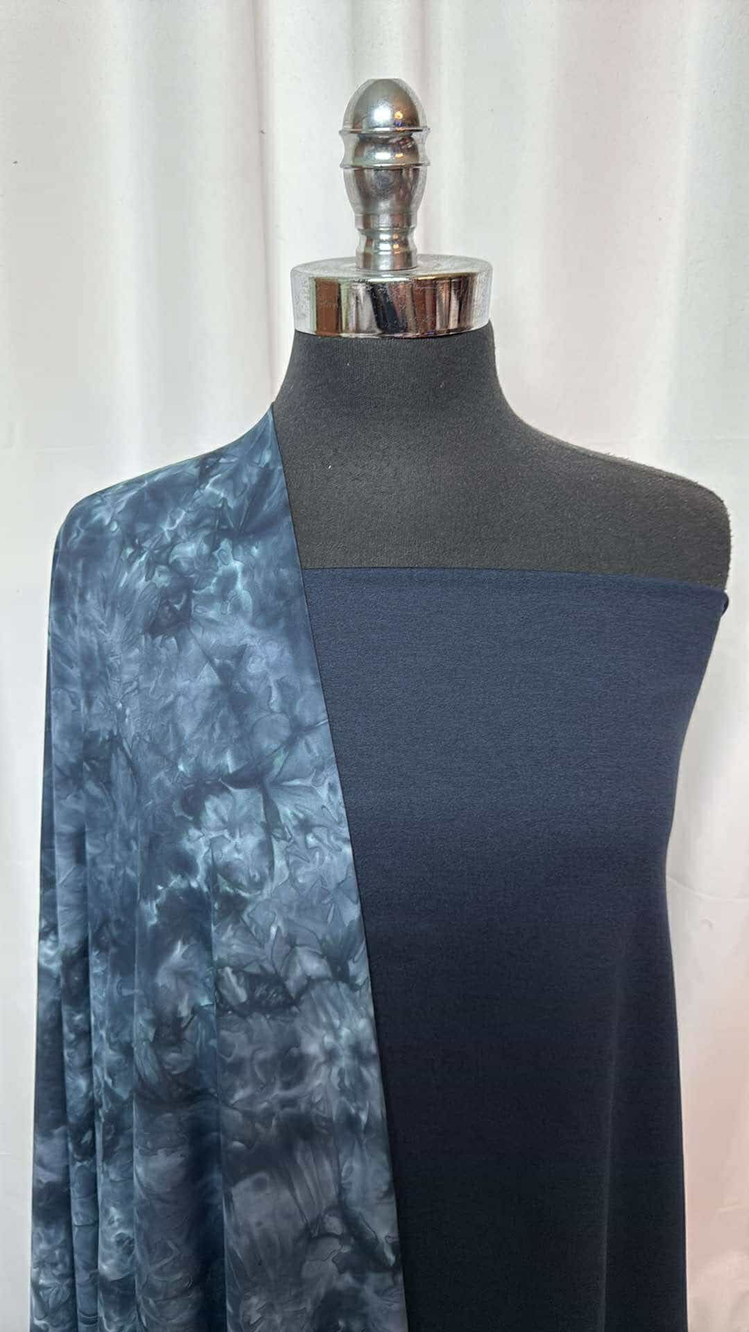 NAVY/TIE DYE BUNDLE : 1+YD Navy Peached PF & 2YD Tie Dye Top-Weight PF : A26894